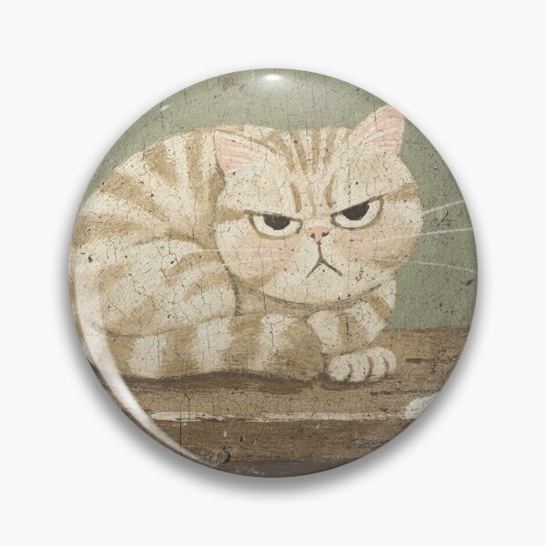 Item preview, Grumpy Cream Tabby Folk Art Cat designed and sold by PictorialWhimsy.
