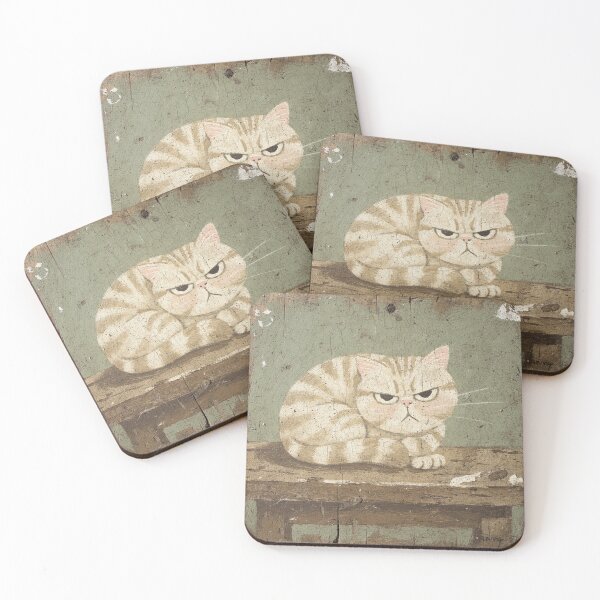 Item preview, Grumpy Cream Tabby Folk Art Cat designed and sold by PictorialWhimsy.