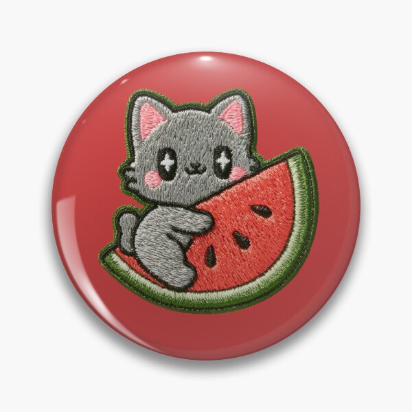 Item preview, Cute Kitten Watermelon Embroidery Patch designed and sold by MegaNovaArt.