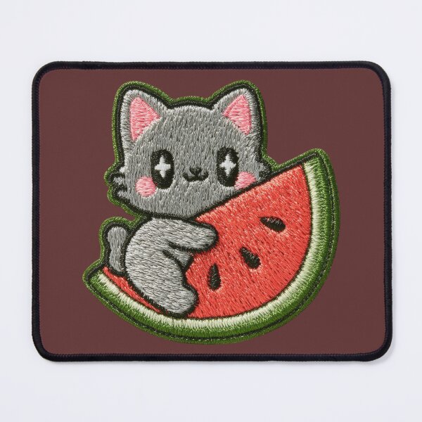 Item preview, Cute Kitten Watermelon Embroidery Patch designed and sold by MegaNovaArt.