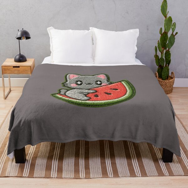 Item preview, Cute Kitten Watermelon Embroidery Patch designed and sold by MegaNovaArt.