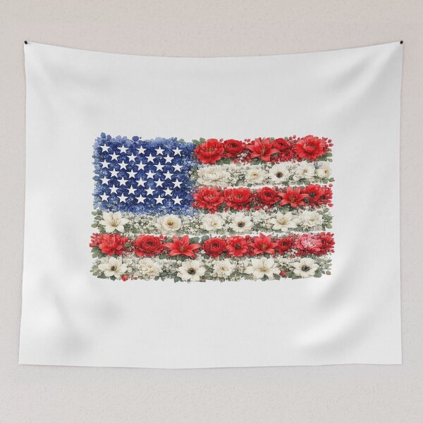 Item preview, Floral American Flag Watercolor designed and sold by PetalGarden.