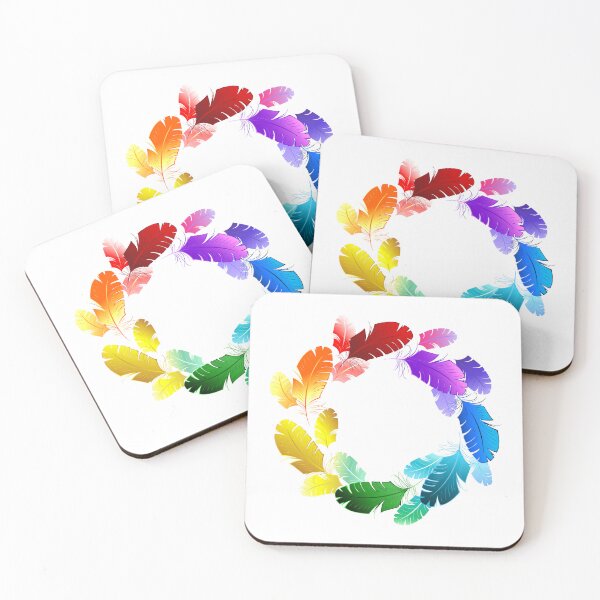 Item preview, Colorful Rainbow Feathers Wreath Boho Graphic Illustration designed and sold by SolutionsArt.
