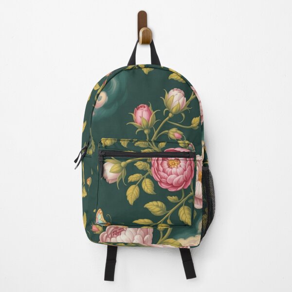 Item preview, Romantic Pink Peony Floral Pattern | Dark Green Butterfly Seamless Repeat designed and sold by Midnight Veil Designs.
