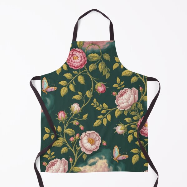 Item preview, Romantic Pink Peony Floral Pattern | Dark Green Butterfly Seamless Repeat designed and sold by Midnight Veil Designs.