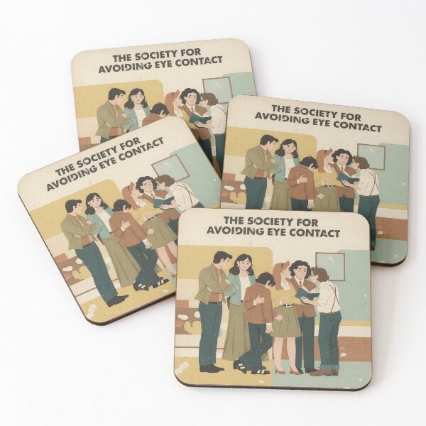 Item preview, The Society for Avoiding Eye Contact Retro Poster designed and sold by PictorialWhimsy.