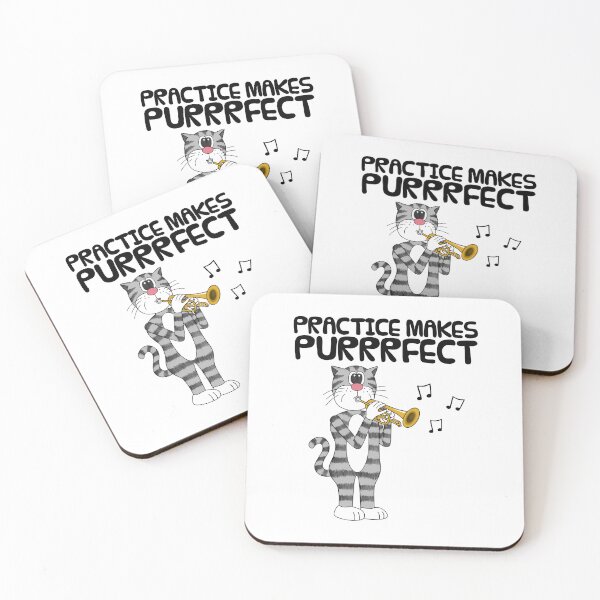Item preview, Cat Playing Cornet, Practice Makes Purrrfect, Musician Funny designed and sold by doodlerob.