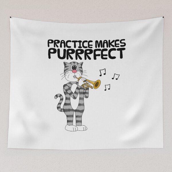 Item preview, Cat Playing Cornet, Practice Makes Purrrfect, Musician Funny designed and sold by doodlerob.