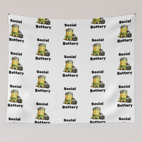 Item preview, Social Battery 100% Shirt – Fully Charged Happy Introvert Aesthetic Tee designed and sold by DesignTeamHub.