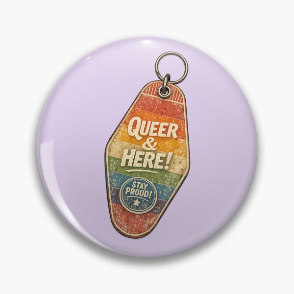 Item preview, Retro Queer Motel Keychain Sticker | Vintage Pride Rainbow Motel Tag | Queer & Here LGBTQ+ Aesthetic designed and sold by WrenAndCipher.