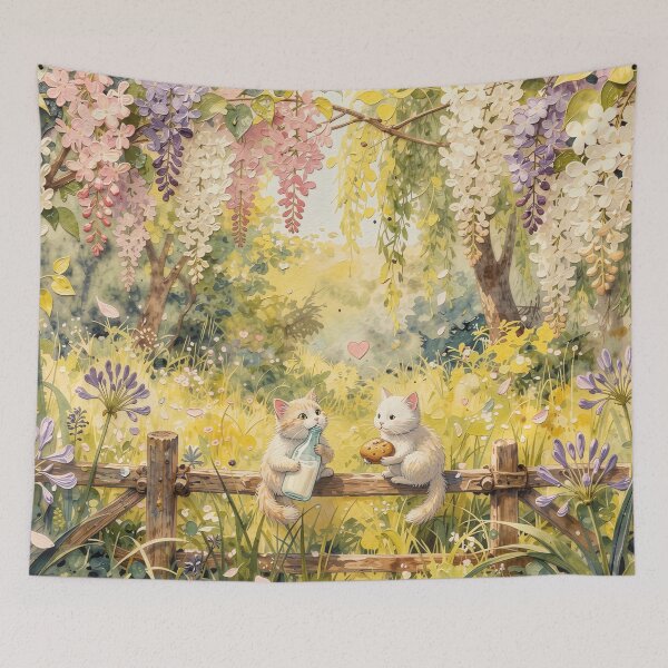 Item preview, Two Cute Kittens Under Lilac Flowers designed and sold by M-Y-A-R-T-.