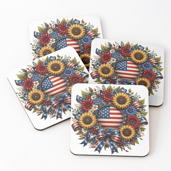 Item preview, Patriotic Sunflower Wreath designed and sold by PetalGarden.