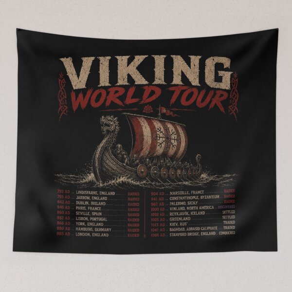 Item preview, Vikings World Tour Norse Adventure Parody designed and sold by Retr0Tshirts.