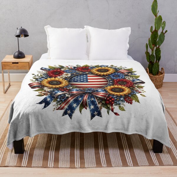 Item preview, Patriotic Sunflower Wreath designed and sold by PetalGarden.