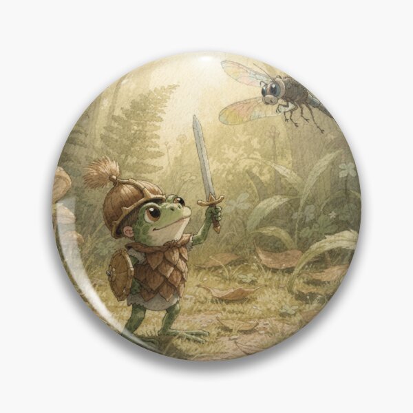 Item preview, Frog Knight vs Dragonfly Cottagecore Art designed and sold by PictorialWhimsy.