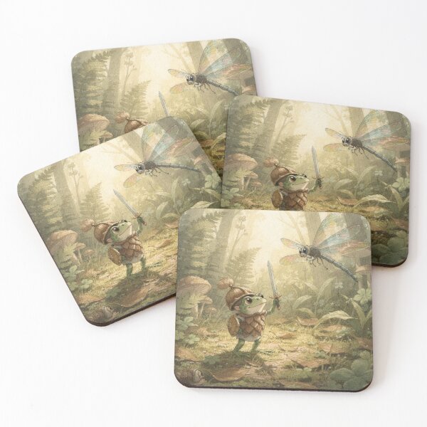 Item preview, Frog Knight vs Dragonfly Cottagecore Art designed and sold by PictorialWhimsy.