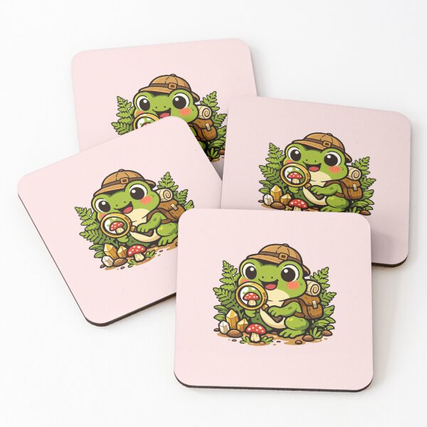 Item preview, Cute Explorer Frog with Magnifying Glass and Mushrooms | Kawaii Adventure Frog Art | Goblincore Frog Nature Explorer | Cottagecore Frog Print designed and sold by NeonKawaiiCo.