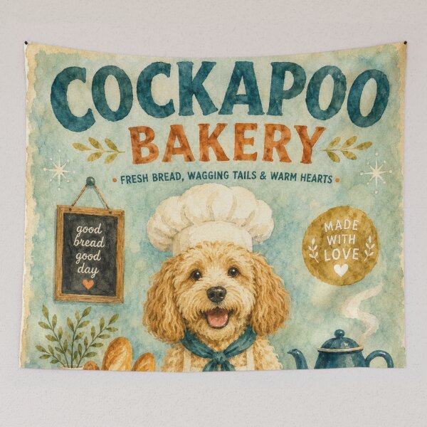 Item preview, Cockapoo Bakery Vintage Poster - Golden Dog Kitchen Art designed and sold by Cockapoo Society.