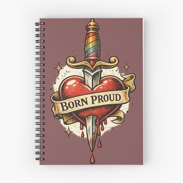 Item preview,  Born Proud Tattoo Style Pride Sticker | Retro LGBTQ+ Heart & Dagger Design | Vintage Queer Flash Art designed and sold by WrenAndCipher.