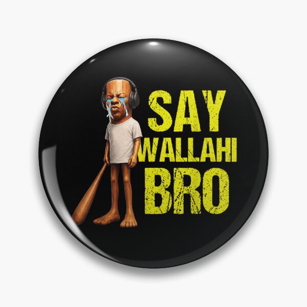 Item preview, Funny Say Wallahi Bro Crying Wood Character Wearing Headphones Meme Graphic designed and sold by HarinDonreka.