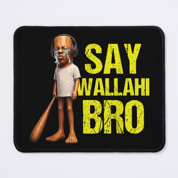 Item preview, Funny Say Wallahi Bro Crying Wood Character Wearing Headphones Meme Graphic designed and sold by HarinDonreka.