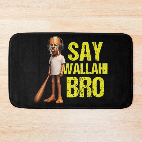 Item preview, Funny Say Wallahi Bro Crying Wood Character Wearing Headphones Meme Graphic designed and sold by HarinDonreka.