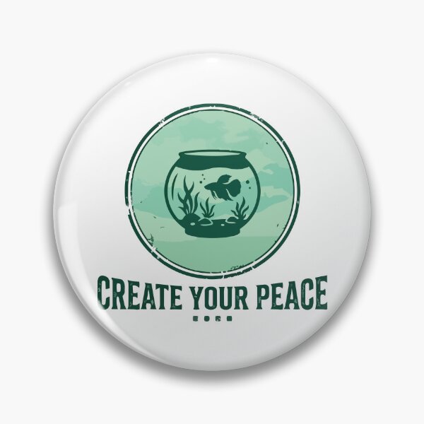 Item preview, Create Your Peace - Vintage Aquascaping Betta Fish Badge designed and sold by ArcApparel2020.