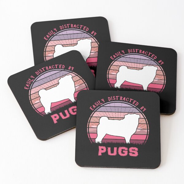 Item preview, Easily Distracted By Pugs Retro Sunset Dog Lover designed and sold by marke770.