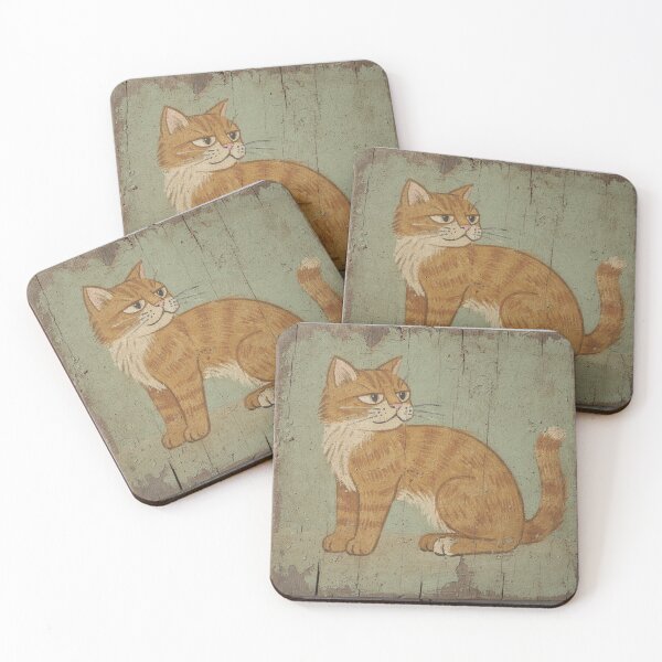 Item preview, Smug Orange Tabby Side-Eye Folk Art Cat designed and sold by PictorialWhimsy.