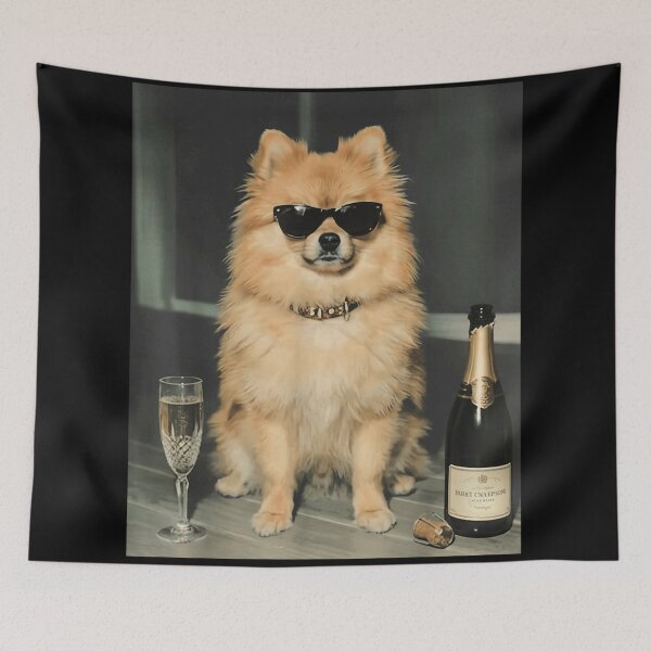 Item preview, Cute Pomeranian Dog Wearing Cool Sunglasses Drinking Luxury Champagne Celebration Graphic designed and sold by HarinDonreka.