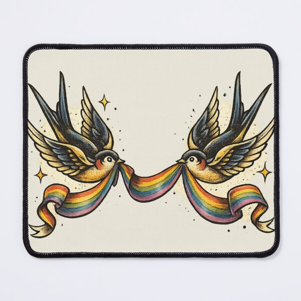 Item preview, Rainbow Swallow Tattoo Pride Sticker | Vintage LGBTQ+ Flash Art | Retro Queer Ribbon Design designed and sold by WrenAndCipher.