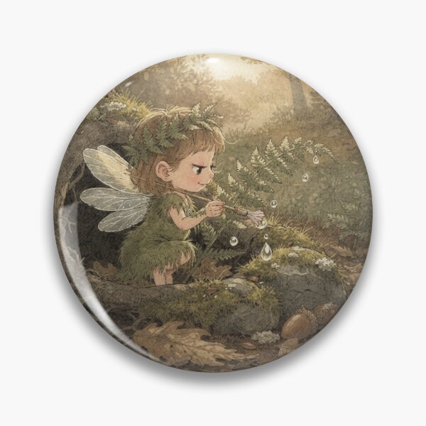 Item preview, Fern Sprite Painting Dewdrops Storybook Art designed and sold by PictorialWhimsy.
