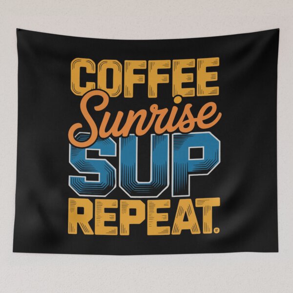 Item preview, Retro Coffee Sunrise Sup Repeat Paddle Board Stand Up Paddleboarding Aesthetic designed and sold by HarinDonreka.