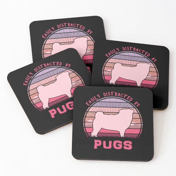 Item preview, Easily Distracted By Pugs Retro Sunset Dog designed and sold by marke770.