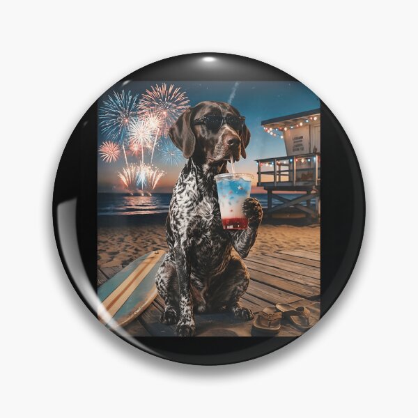 Item preview, Patriotic German Shorthaired Pointer Dog Wearing Sunglasses With Beach Fireworks Graphic designed and sold by LittleNhutton.