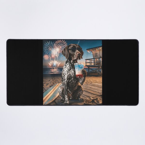 Item preview, Patriotic German Shorthaired Pointer Dog Wearing Sunglasses With Beach Fireworks Graphic designed and sold by LittleNhutton.