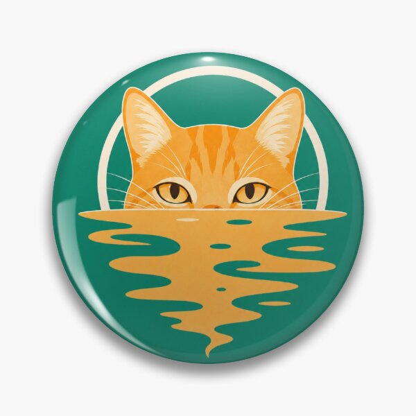Artikelvorschau, Minimalistische Vektorgrafik: Orangefarbene Katze mit Wasserspiegelung entworfen und verkauft von ArtoryNest.