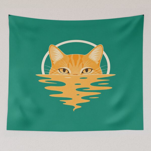 Item preview, Orange Cat Water Reflection Minimalist Vector Art designed and sold by ArtoryNest.