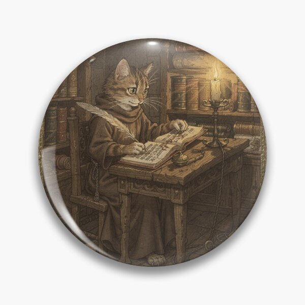 Item preview, Medieval Cat Scribe by Candlelight Manuscript designed and sold by PictorialWhimsy.