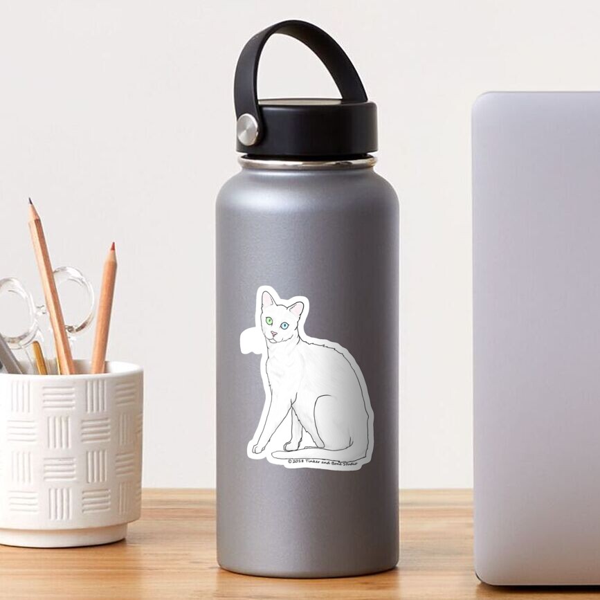 "White Cat" Sticker by TinkerandBone Redbubble