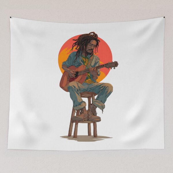 Item preview, Reggae Guitar Sunset Wall Art designed and sold by YAKA ART  SRI LANKA.