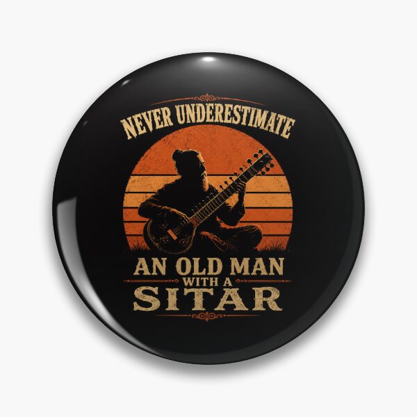 Item preview, Never Underestimate An Old Man With A Sitar | Retro Sunset Musician Edition designed and sold by AMICO77.