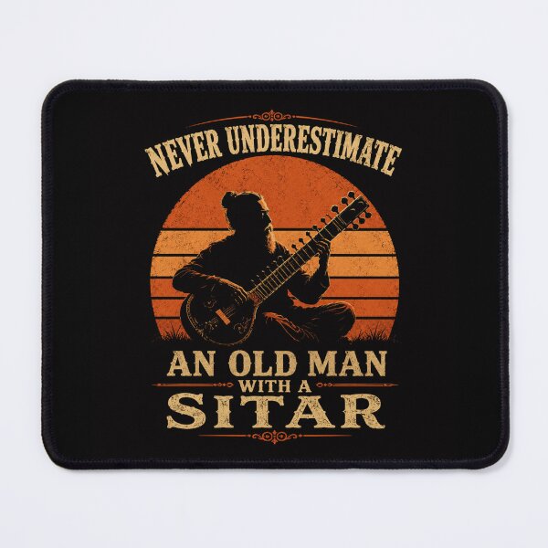 Item preview, Never Underestimate An Old Man With A Sitar | Retro Sunset Musician Edition designed and sold by AMICO77.