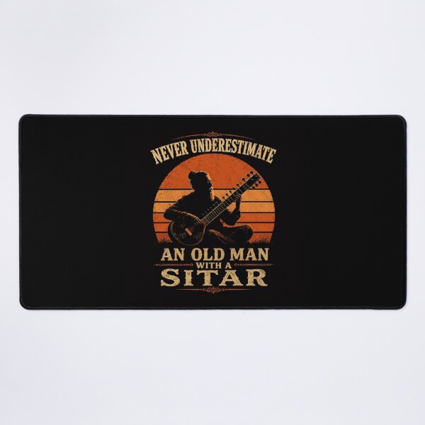 Item preview, Never Underestimate An Old Man With A Sitar | Retro Sunset Musician Edition designed and sold by AMICO77.