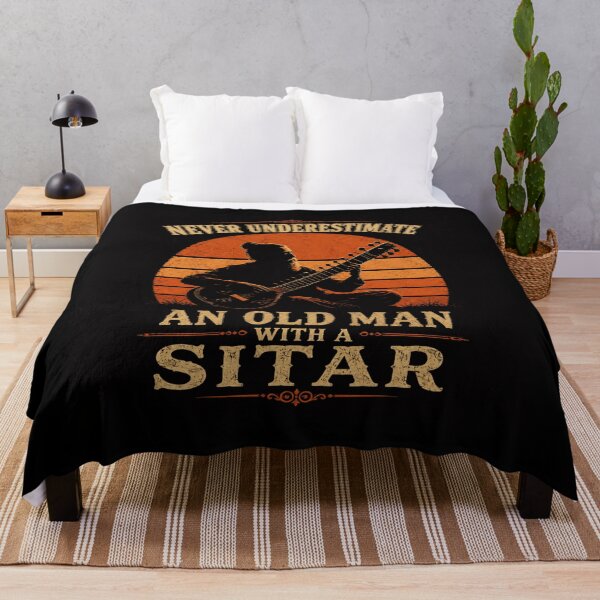 Item preview, Never Underestimate An Old Man With A Sitar | Retro Sunset Musician Edition designed and sold by AMICO77.
