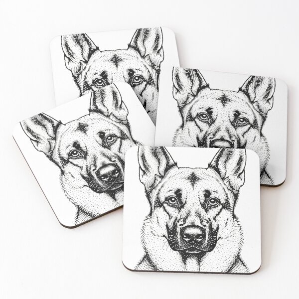 Item preview, German Shepperd dog in dots on white designed and sold by TerenceLacey.