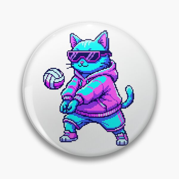 Item preview, Retro 16-Bit Pixel Cyber Cat Volleyball Bagher designed and sold by DripCultureLab.