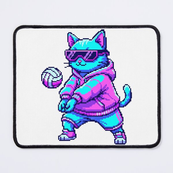 Item preview, Retro 16-Bit Pixel Cyber Cat Volleyball Bagher designed and sold by DripCultureLab.