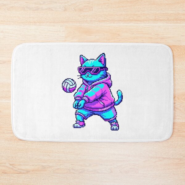 Item preview, Retro 16-Bit Pixel Cyber Cat Volleyball Bagher designed and sold by DripCultureLab.