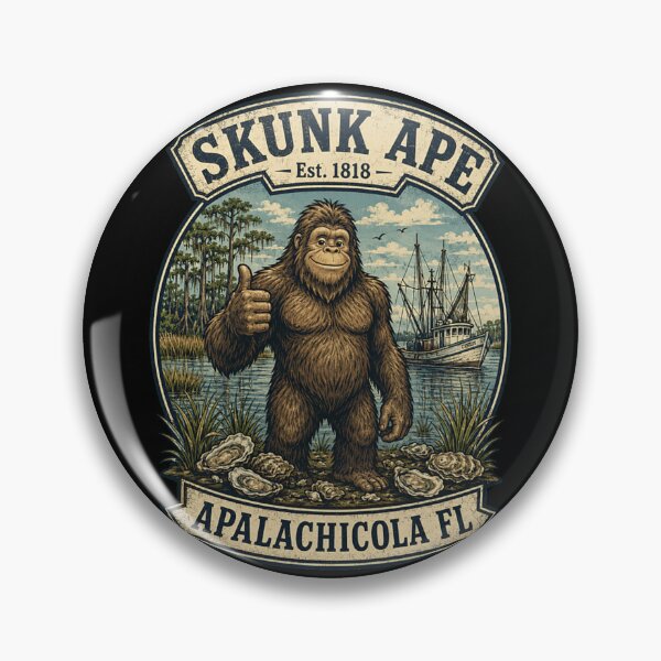 Item preview, Vintage Skunk Ape Est 1818 Apalachicola Florida Bigfoot Cryptid Retro Art designed and sold by YubitaLeLe.